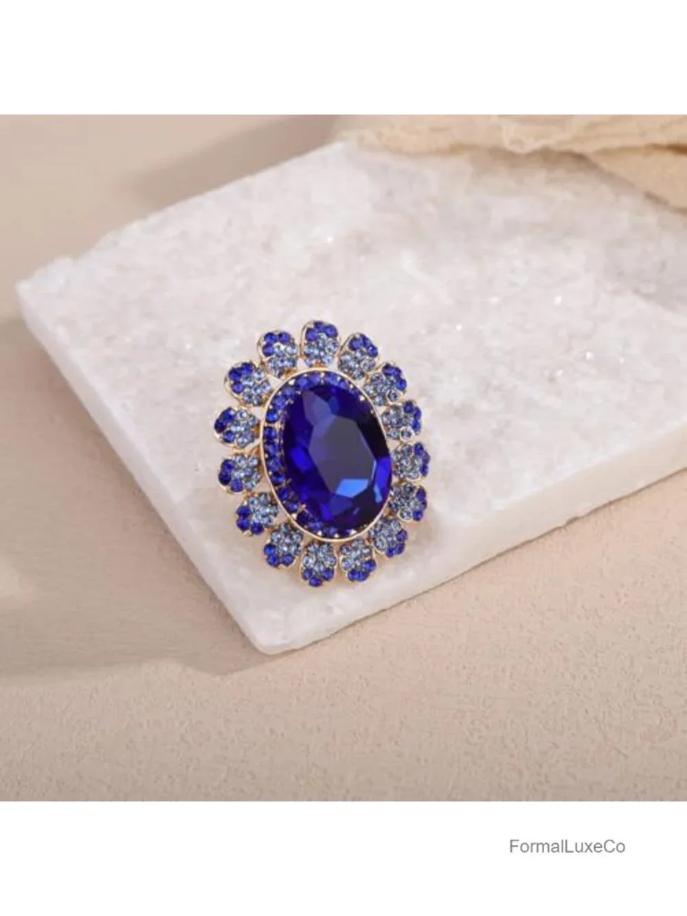Boho Rhinestone Cocktail Ring Vintage Halo Ring Alloy Adjustable